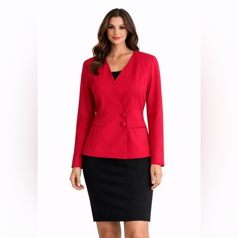 Vintage red blazer two button swirl shoulder pad 10